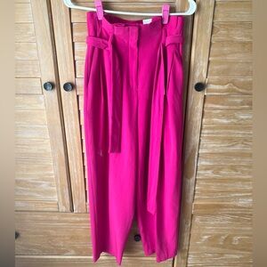 Express Hot Pink High-Waist Tie-Waist Wide-Leg Pants 0R